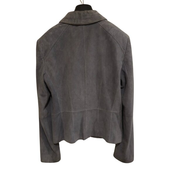 Ann Taylor Grey Leather Jacket Size 6 - Picture 2 of 9